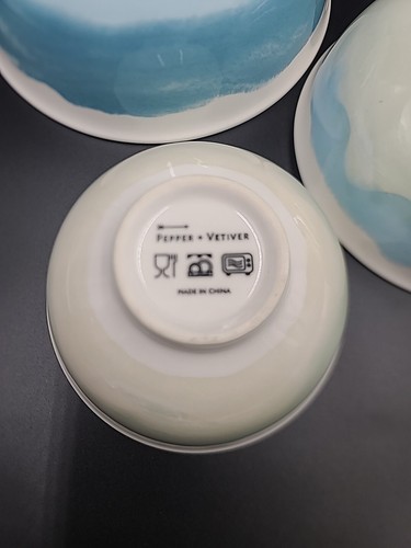 Pepper + Vetiver "Oceania" Blue Green Watercolor Pattern Set of 3 Nesting Bowls - Picture 13 of 14