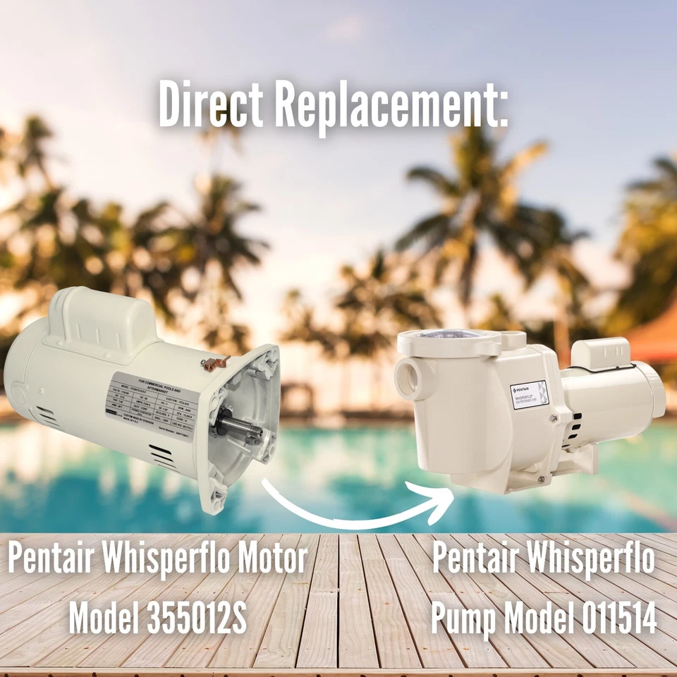 355012S Dyneson Pool Pump Motor 1.5 HP Compatible with Pentair Whisperflo Pumps - Image 2 of 4