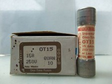 New Lot Gould Shawmut OT15 Amps One-Time Fuses 250 Volts NON 15 NIB