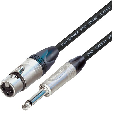 0,5m Neutrik Buchse XLR auf Mono Klinke 1/4'' Klinkenstecker Leitung Van Damme schwarz Kabel