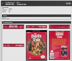 Bard's Tale New Nintendo NES Factory Sealed WATA Grade 8.5 B+ Near Mint Rare