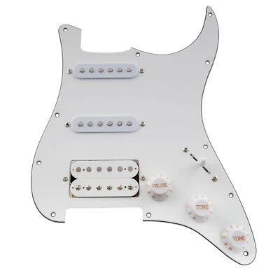 Musiclily 3Ply White 11 Holes HSS Prewired Loaded Pickguard Set For Strat Guitar