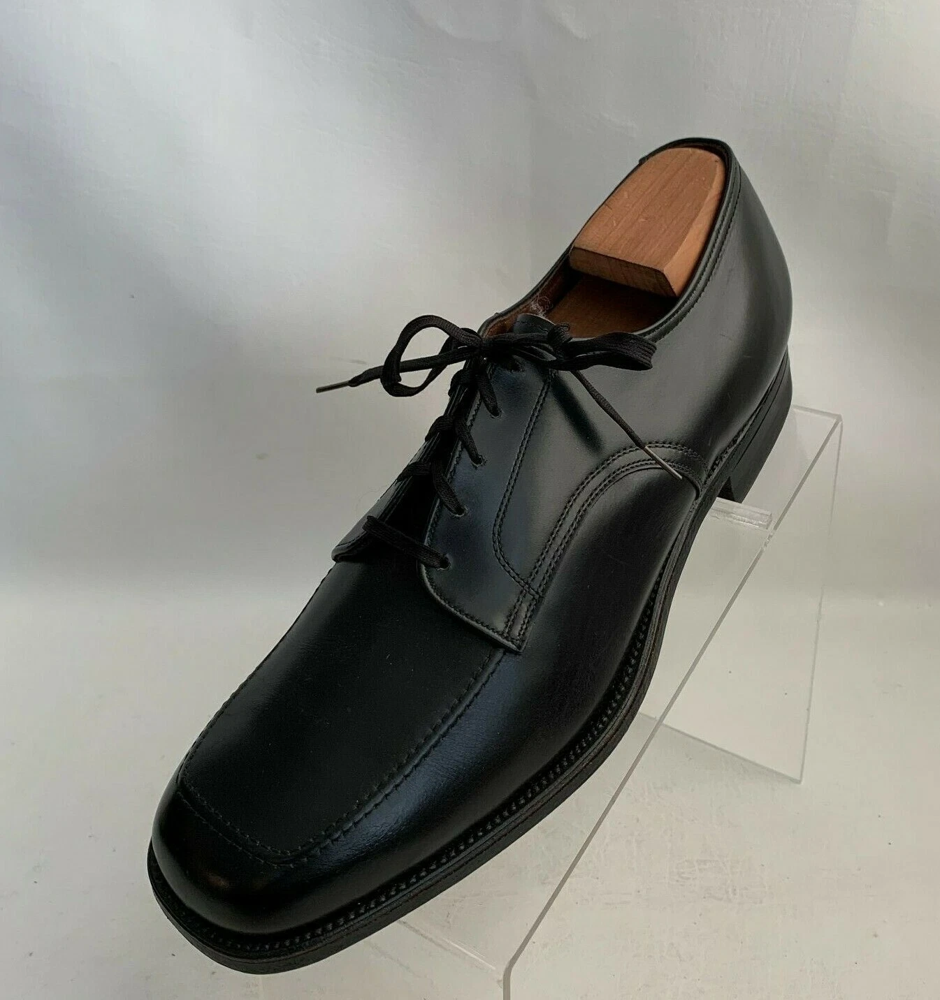 Supreme Foot So Port Oxford Black Leather Apron Round Toe Lace Up Shoes Sz 9C/A
