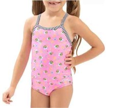 Dolfin Uglies Girls One Piece Swimsuit Bees Pink Size 12