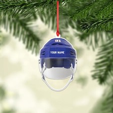 Personalized Ice Hockey Helmet Ornament, Ice Hockey Player Christmas Ornament