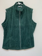 Woolrich Womens Green Wide Wale Corduroy Full Zip Vest Large