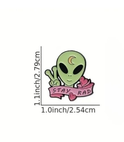 STAY RAD Alien Enamel Pin Badge ~ Novelty Gift - Picture 2 of 5