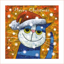 Cat Charity Christmas Cards Pack 10 - Cute Cat Santa Design. Help Cats at Xmas.
