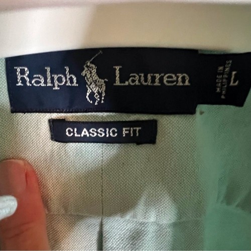 Ralph Lauren Men’s Classic Fit Blue Green Pastel Button Down Size Large - Picture 4 of 6