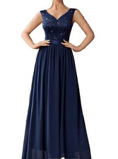 NWT Blue Full-length Formal Sequin Gown Size Large 10 