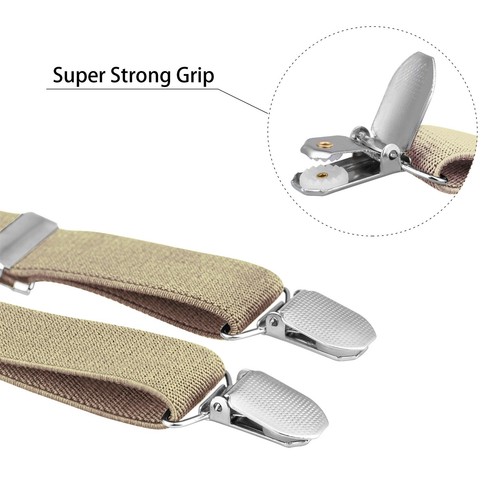 Buyless Fashion Men 2 Pack Suspender - 48" Adjustable Straps 1" - Leather Y Back - Picture 16 of 90