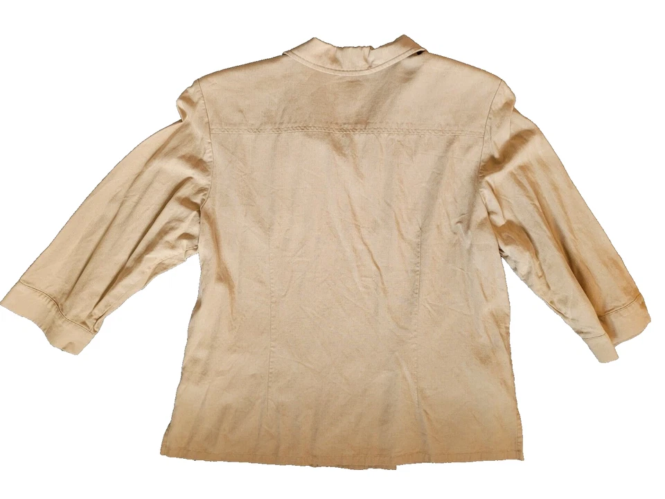 Size 18 Talbots Rayon Linen Blend Khaki Tan Button Front Jacket & Pants 2pc Set - Image 3 of 4