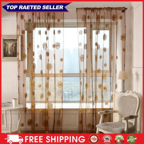 Sunflower Print Window Door Curtain Tulle Curtains for Living Room Bedroom - Picture 1 of 9