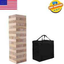 Indoor Outdoor Games Giant Tumble Tower, Pine Wooden 54 Blocks Stacking Game