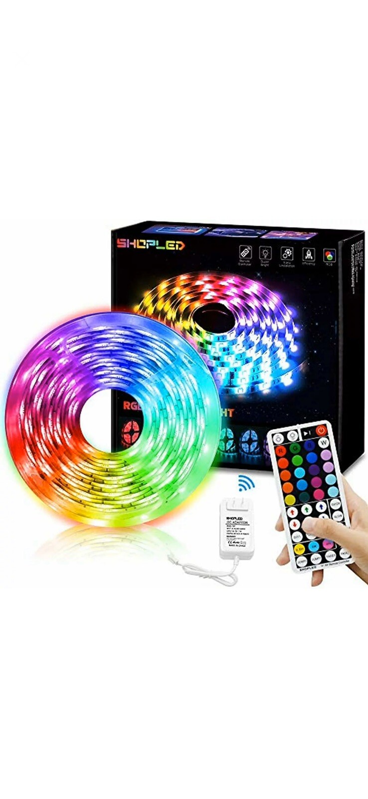 16.4ft RGB LED Strip Lights with RF Remote, 5050 Tape Lighting for Rooms-image