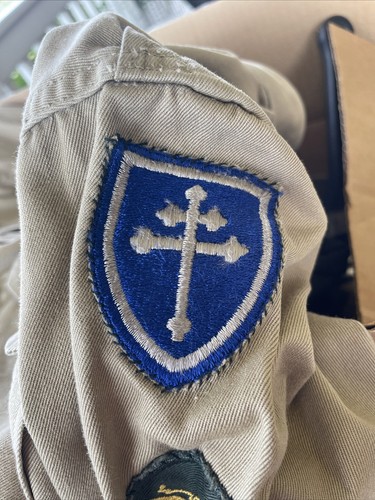 US Army WWII/Korea Shirt M1946 Khaki Cotton Large 79th Division Patch 1946 Dated - Picture 3 of 18