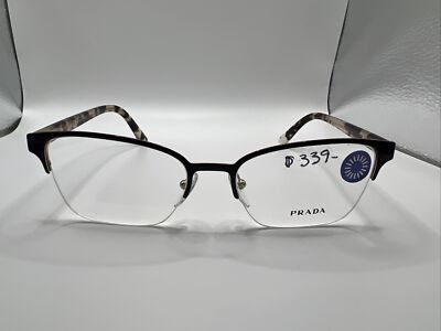 PRADA VPR61X 52/17 552-1O1 145 brown women's half rim frames AA85