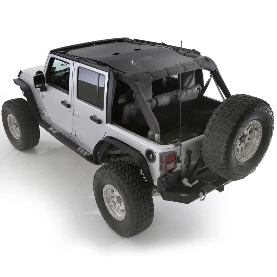 Capa superior de malla extendida Smittybilt 95500 para Jeep Wrangler JK 07-18 4 DR negra Foto 2 de 4