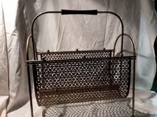 Mid century atomic metal mesh magazine LP album holder