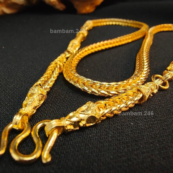 Alternate view of Baht Men's Chain Inch Necklace Thai Gold Plated Hoops For Amulets Buddha