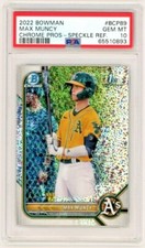 2022 BOWMAN CHROME SPECKLE REFRACTOR #/299 MAX MUNCY PSA 10 POP 3