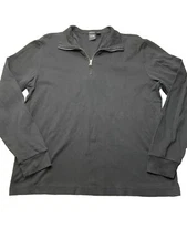 HUGO BOSS Shirt Mens Sz XL Long Sleeve 1/4 Zip Black Pullover