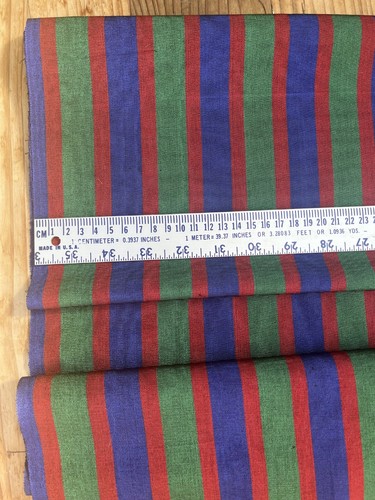 Green Blue Red Striped Pattern Moiré Fabric By 2 Yards – Luxurious Silk. - Picture 3 of 19