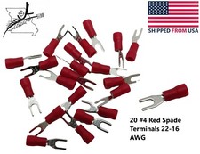 20x 4 Red Spade Terminal 22-16 AWG Wire Electrical Connector Fork End Crimp On