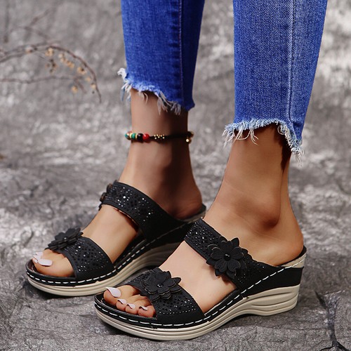 Sandalias de tacón de cuña para mujer Zapatillas de verano Informales Damas Zapatos sin cordones Mules Pump - Imagen 9 de 16