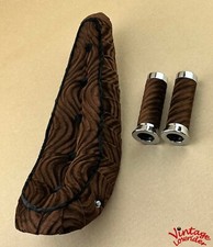 20" VINTAGE LOWIRDER BROWN POLO VELOUR BANANA SEAT W/ GRIPS FOR 20" BICYCLE.