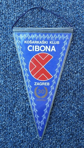 Basketball Baloncesto - KK CIBONA, Zagreb Croatia, vintage flag pennant ! - 第 1/2 張圖片