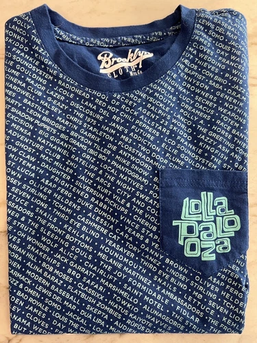Brooklyn Cloth “LOLLAPALOOZA” All Over Print Band Names Tee / T-Shirt Medium