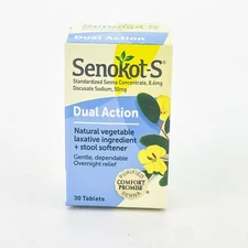 Senokots Dual Action Natural Vegetable Stool Softener 30ct BB07/25