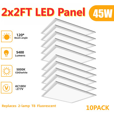 10pcs 2X2FT LED Flat Panel Light, AC100-277V, Dimmable LED Drop Ceiling Lights