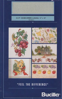 Cross Stitch Bucilla Zweigart fabric 25 count Moss Green Lugana 14x18''  Germany