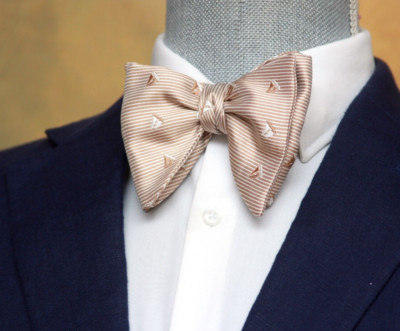 Men's Self-tied Bow Tie 100%Silk Big Butterfly Beige S692