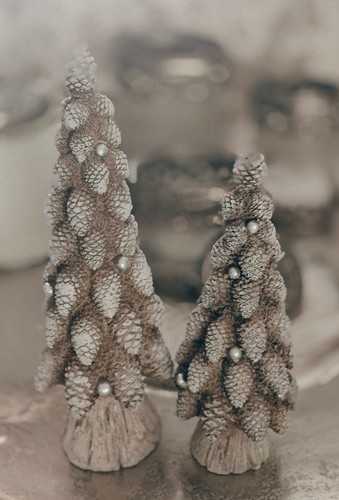 2 x Weihnachtsbaum Bäume Tannenzapfen Schnee 24 & 19 cm Clayre & Eef - 第 1/4 張圖片