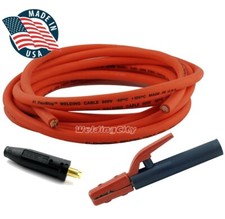 WeldingCity® 15-ft USA Made 1-AWG Welding Cable Orange & Stick Holder Tweco Plug