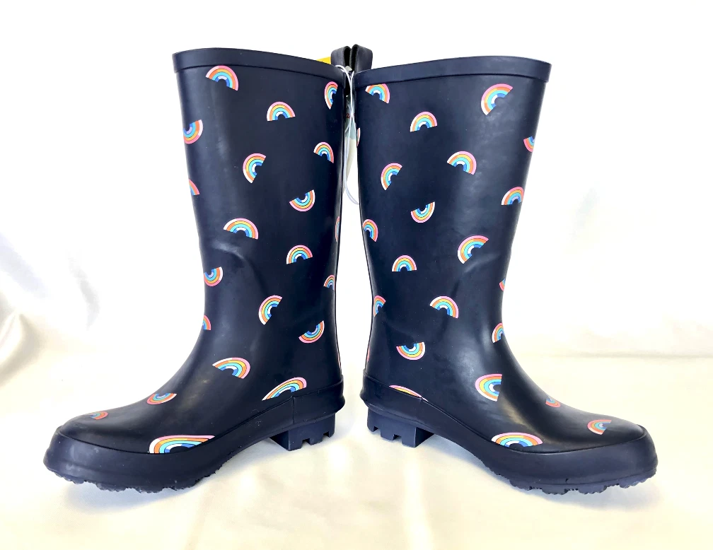 Girls Alina Rainbow Pattern Rain Boots Cat Jack Navy