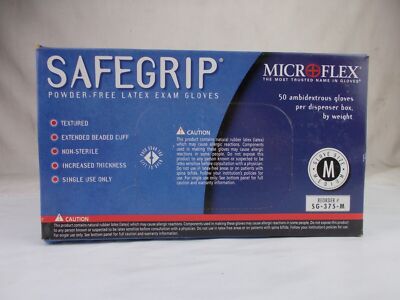 Powder Free Latex Exam Gloves Microflex SG-375-M  Size Medium Box of 50