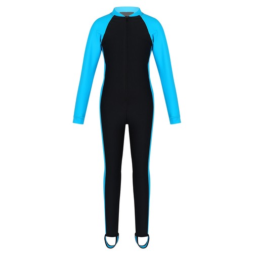 Kids Girls Full Body Wetsuit Rash Guard Swimsuit with Stirrups Sun Protection - 第 14/63 張圖片