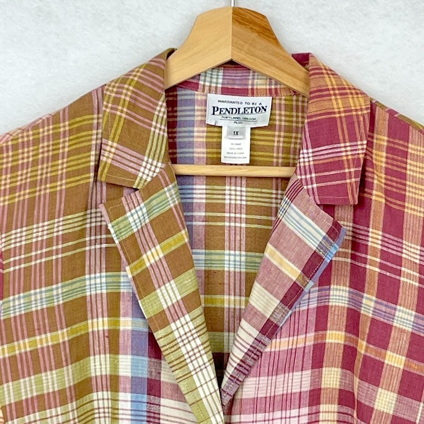 Pendleton 100% Linen Blazer Lightweight Plaid Cou… - image 2