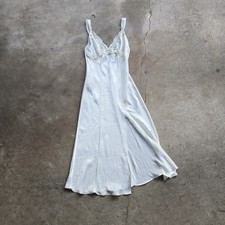 Vintage 90s Victoria  s Secret Ivory Applique Satin Maxi Nightgown Dress Size M