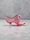 Vintage Fenton Dusty Rose Daisy And Buttons Cat Head Glass Shoe