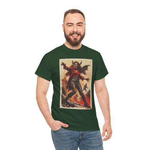 Demon Lady Gothic Graphic Tee Heavy Cotton Shirt, Alternative Style Horror Theme - Picture 8 of 47
