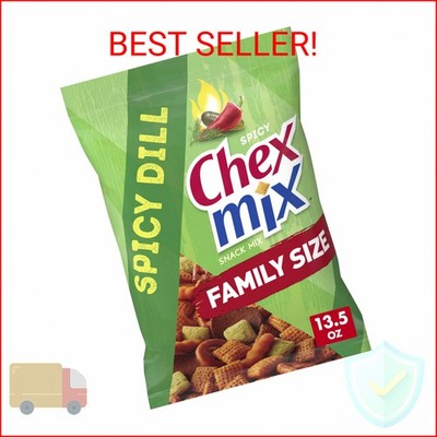 Chex Mix Spicy Dill Savory Snack Mix, Family Size, Snack Bag, 13.5 oz