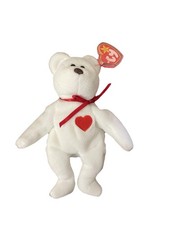 Ty Beanie Baby Valentino White Bear with Tags and Heart 1999