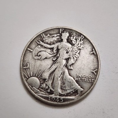 1945 S Walking Liberty Silver Half Dollar Coin Eagle 