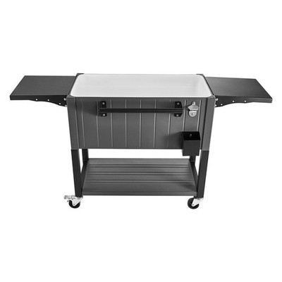 Lightweight 80QT Cooler Cart: PP Interior, Foldable Shelves, Drain Plug & Opener