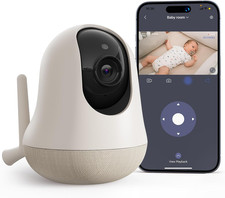 2K Smart Wifi Baby Monitor with Camera and Audio, Smartphone App Control, Temper